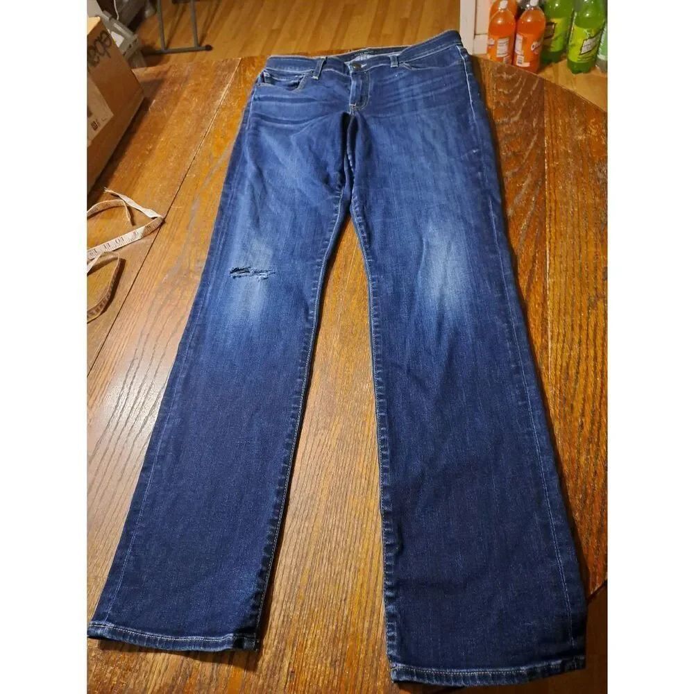 Size 12/31L Lucky Brand Immortal Mid Rise Straight Denim Blue Jeans Distressed
